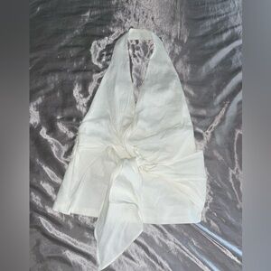 ZARA- Linen Blend Halter Top, color white, Size M